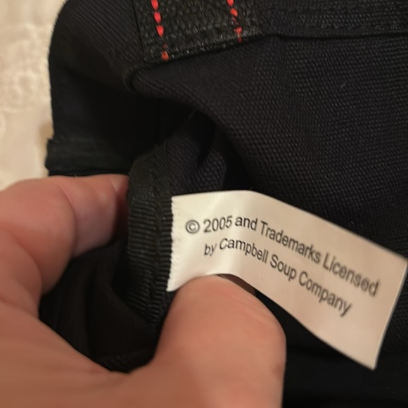 NWOT ©️2005 Campbell’s Tomato Soup™️ bling Andy Warhol style black canvas tote - Picture 3 of 8